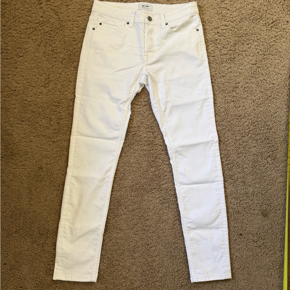 ONLY & SONS White Skinny Jeans with Stretch
